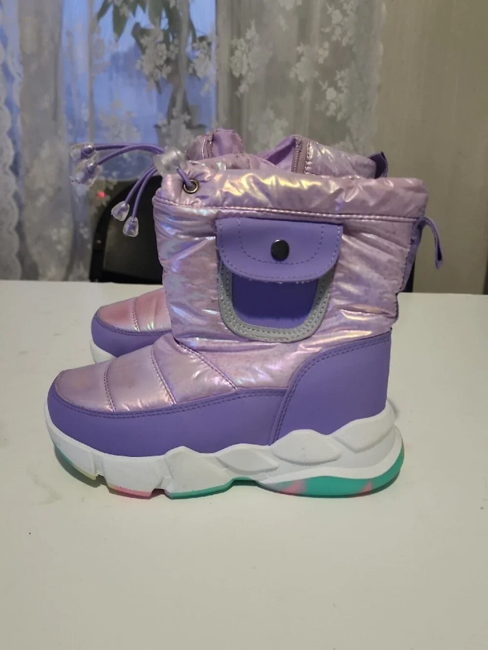 Kids Iridescent Purple Snow Boots